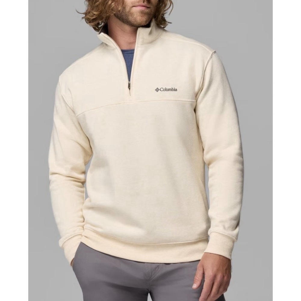 Columbia Sweater Men's Small Hart Mountain II Half Zip Pullover Oatmeal Heather
